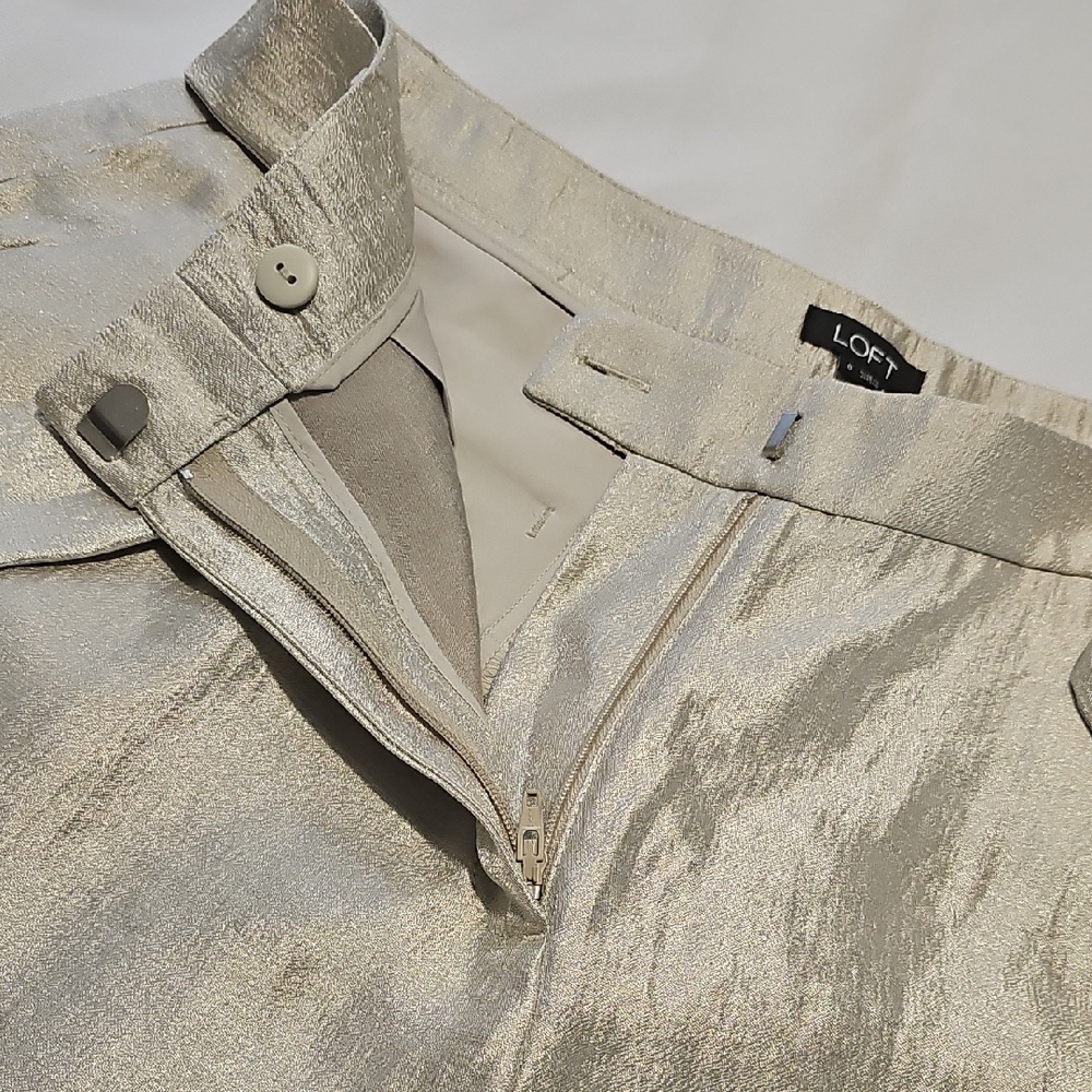 LOFT Champagne Gold Dress Shorts - Picture 4 of 8
